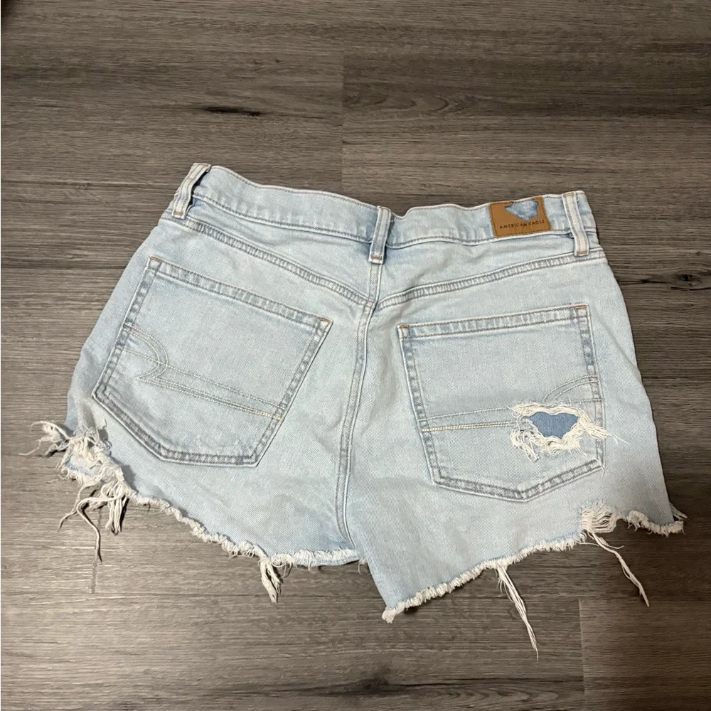 American Eagle Outfitters Light Blue Ripped Jean Shorts - Picture 2 of 3